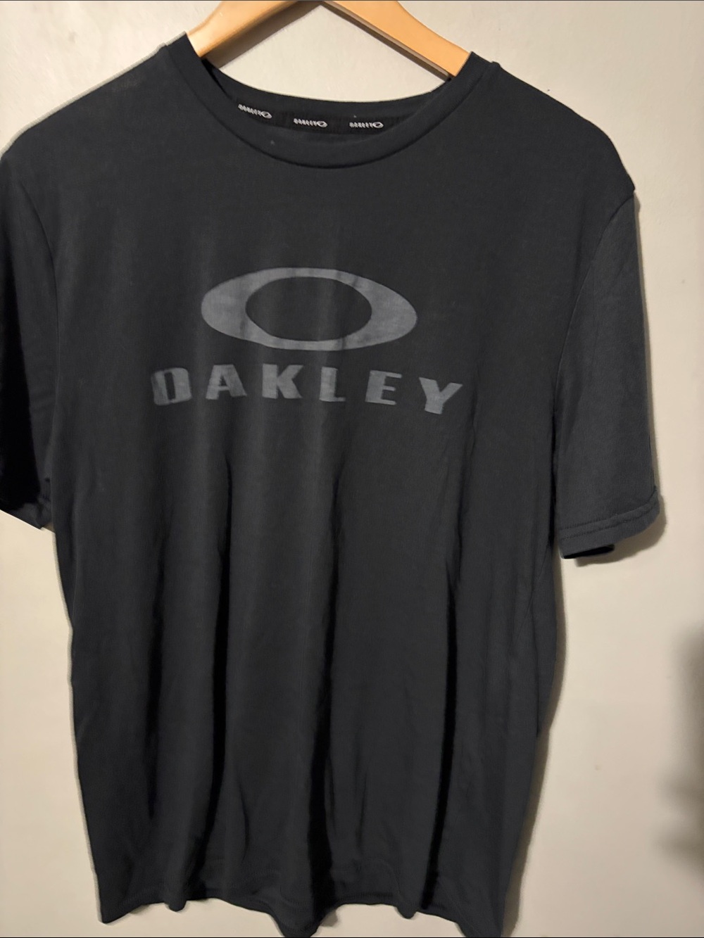 Oakley Black Short Sleeve Logo Tee with Gray Print